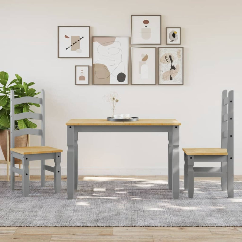 vidaXL Corona szürke tömör fenyőfa ebédlőasztal 112 x 60 x 75 cm