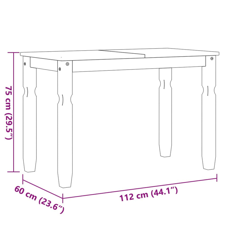 vidaXL Corona szürke tömör fenyőfa ebédlőasztal 112 x 60 x 75 cm