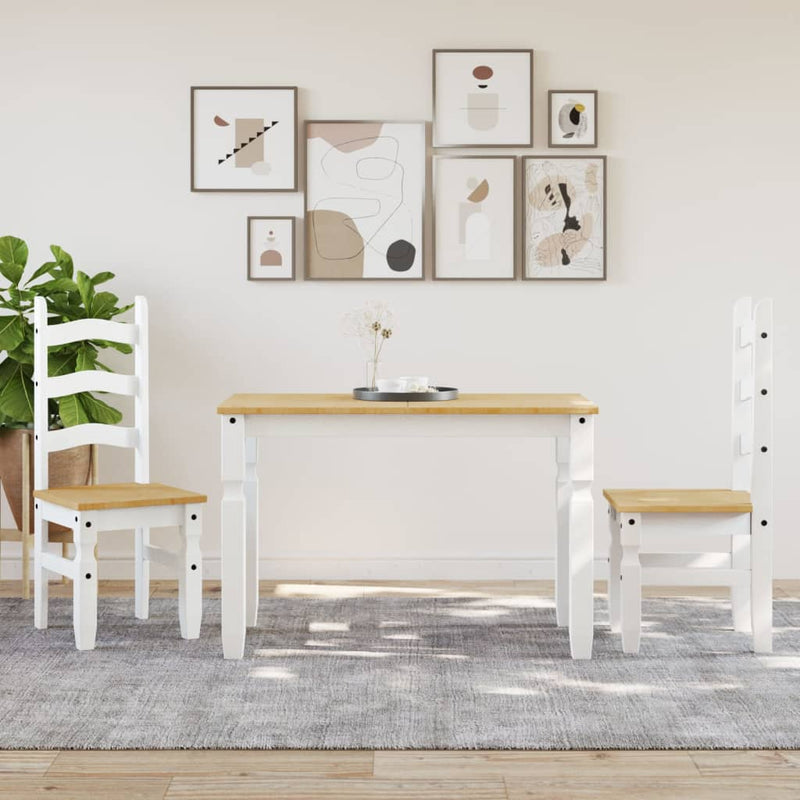 vidaXL Corona fehér tömör fenyőfa ebédlőasztal 112 x 60 x 75 cm