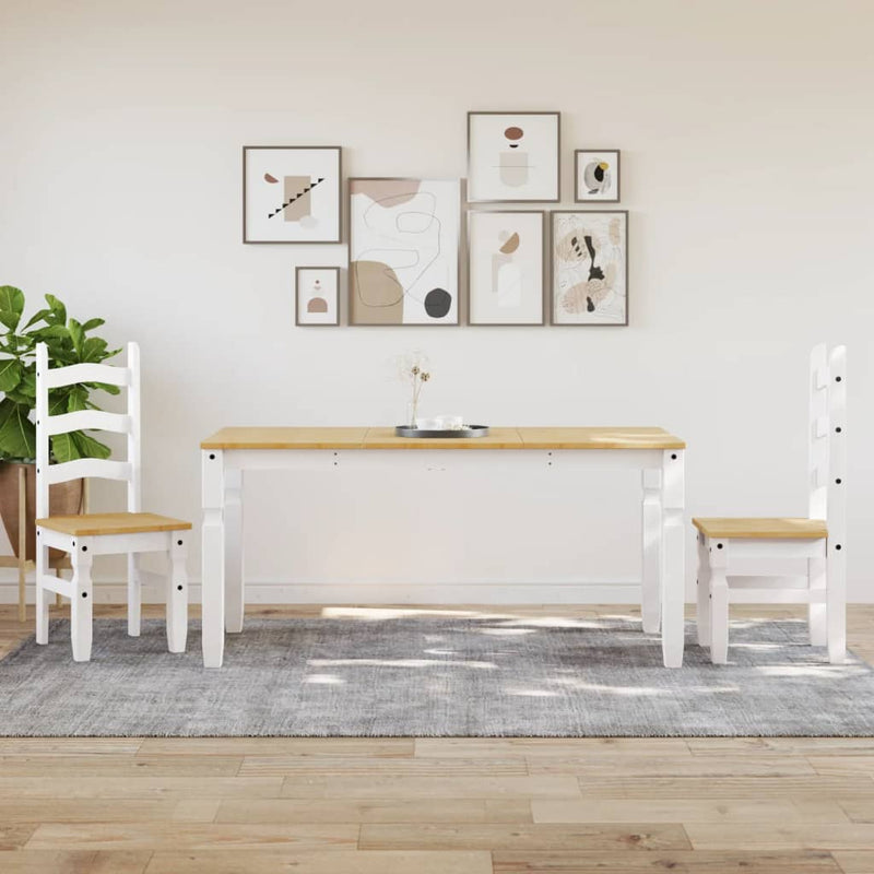 vidaXL Corona fehér tömör fenyőfa ebédlőasztal 160 x 80 x 75 cm