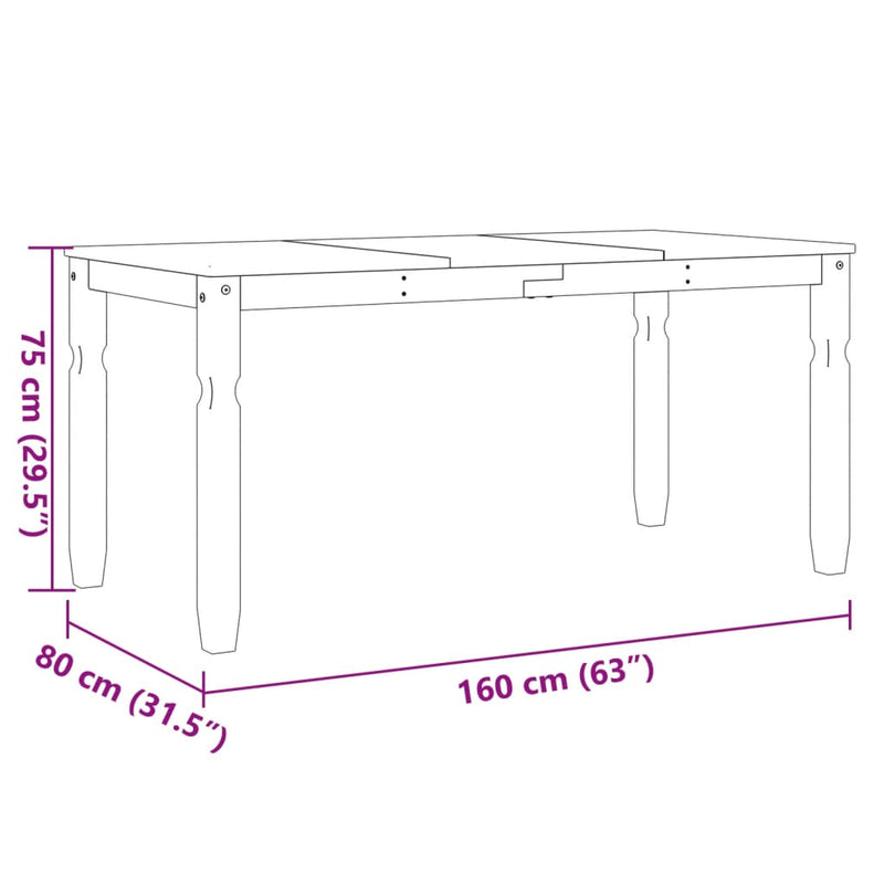 vidaXL Corona fehér tömör fenyőfa ebédlőasztal 160 x 80 x 75 cm