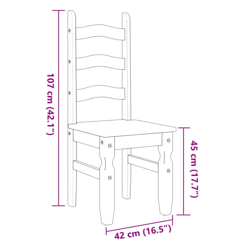 vidaXL Corona 2 db szürke tömör fenyőfa étkezőszék 42 x 47 x 107 cm