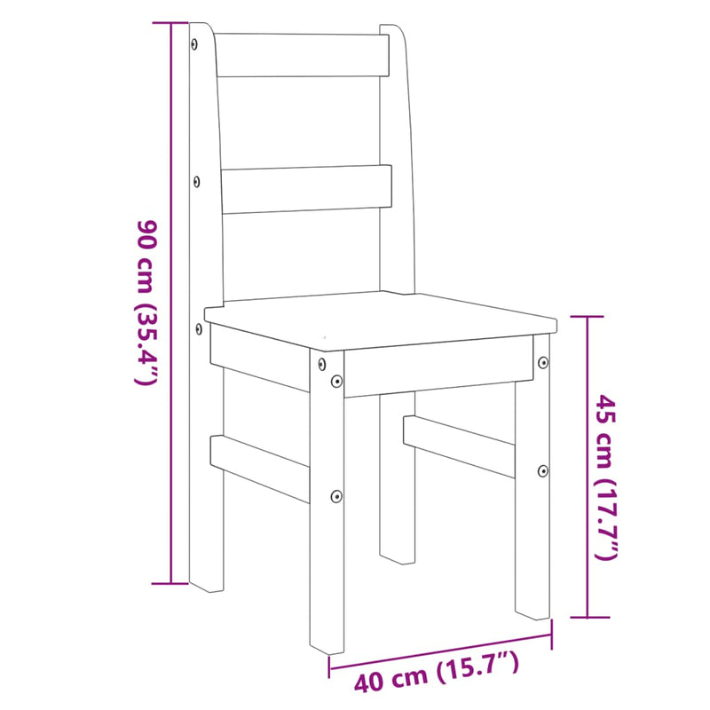 vidaXL Panama 2 db tömör fenyőfa étkezőszék 40x46x90 cm