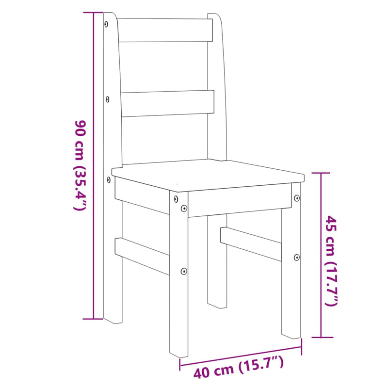 vidaXL Panama 2 db szürke tömör fenyőfa étkezőszék 40x46x90 cm