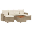 vidaXL 7 részes bézs polyrattan kerti ülőgarnitúra párnákkal