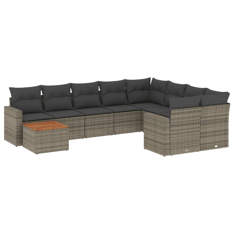 vidaXL 10 részes szürke polyrattan kerti ülőgarnitúra párnákkal