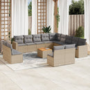 vidaXL 14 részes bézs polyrattan kerti ülőgarnitúra párnával