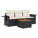 vidaXL 4 részes fekete polyrattan kerti ülőgarnitúra párnákkal