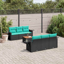 vidaXL 7 db fekete polyrattan kerti kanapégarnitúra párnákkal
