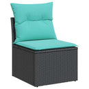 vidaXL 9 db fekete polyrattan kerti kanapégarnitúra párnákkal