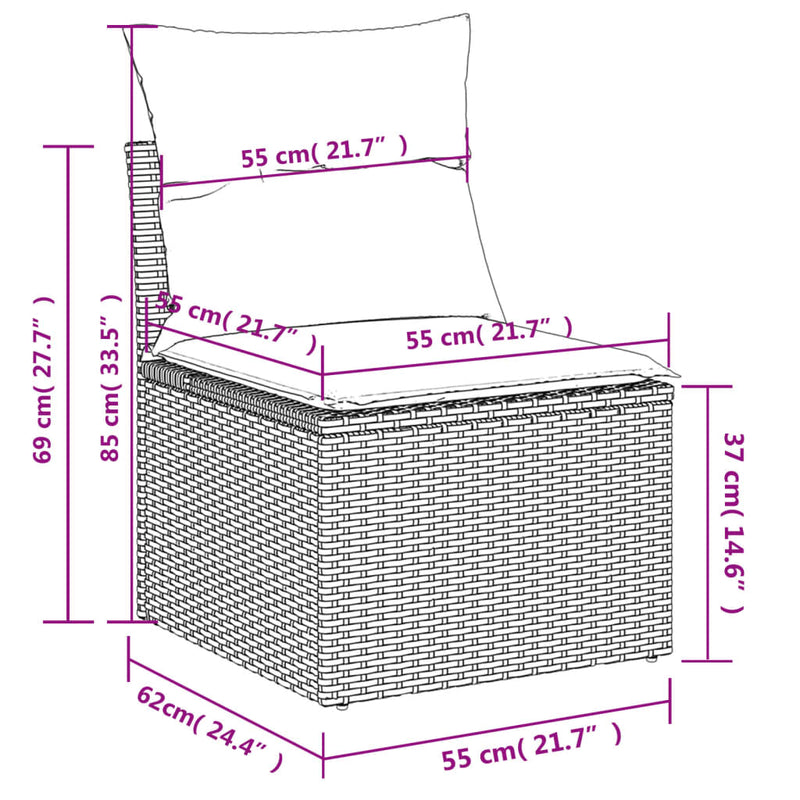 vidaXL 5 részes szürke polyrattan kerti ülőgarnitúra párnákkal