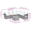 vidaXL 7 részes fekete polyrattan kerti ülőgarnitúra párnával