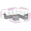 vidaXL 7 részes bézs polyrattan kerti ülőgarnitúra párnákkal
