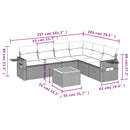 vidaXL 7 részes szürke polyrattan kerti ülőgarnitúra párnákkal