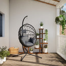 vidaXL antracitszürke rattan és acél függő kagylószék állvánnyal