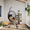 vidaXL tópszínű rattan és acél függő kagylószék állvánnyal