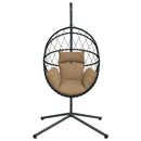 vidaXL tópszínű rattan és acél függő kagylószék állvánnyal