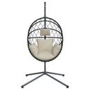 vidaXL bézs rattan és acél függő kagylószék állvánnyal