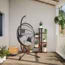 vidaXL világosszürke rattan és acél függő kagylószék állvánnyal