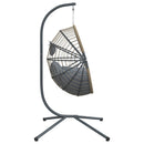 vidaXL világosszürke rattan és acél függő kagylószék állvánnyal