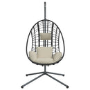 vidaXL bézs rattan és acél függő kagylószék állvánnyal