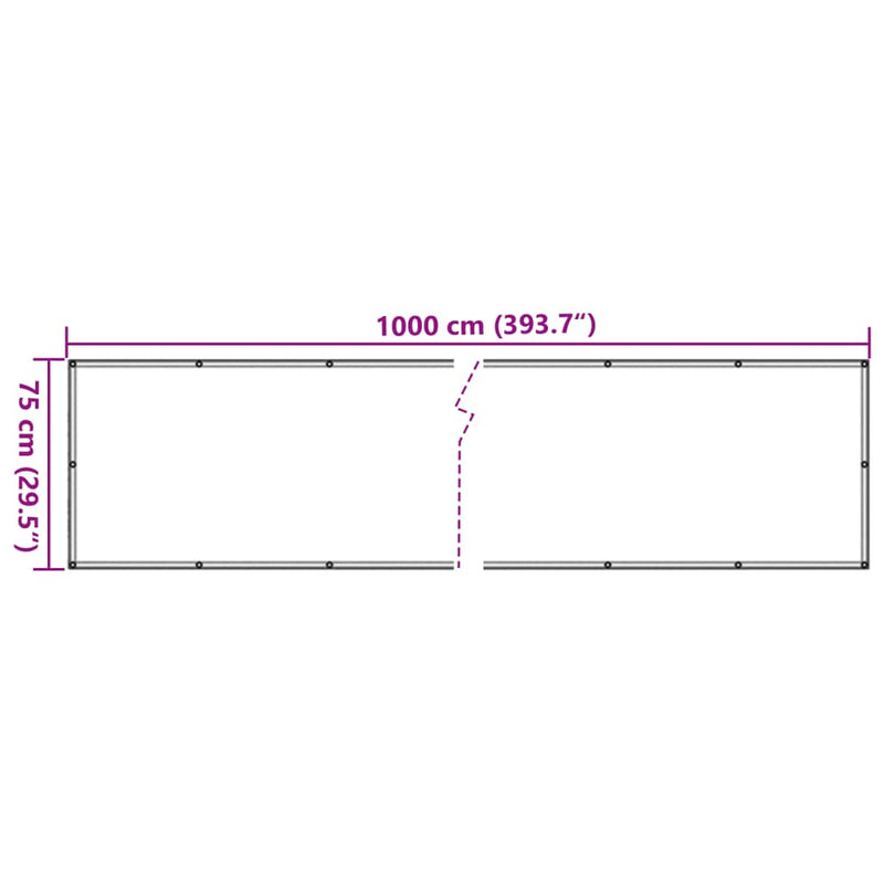 vidaXL szürke PVC belátás elleni erkélyparaván 1000x75 cm