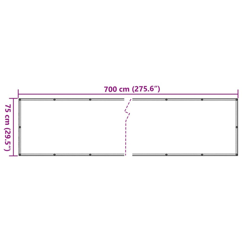 vidaXL fehér PVC belátás elleni erkélyparaván 700x75 cm