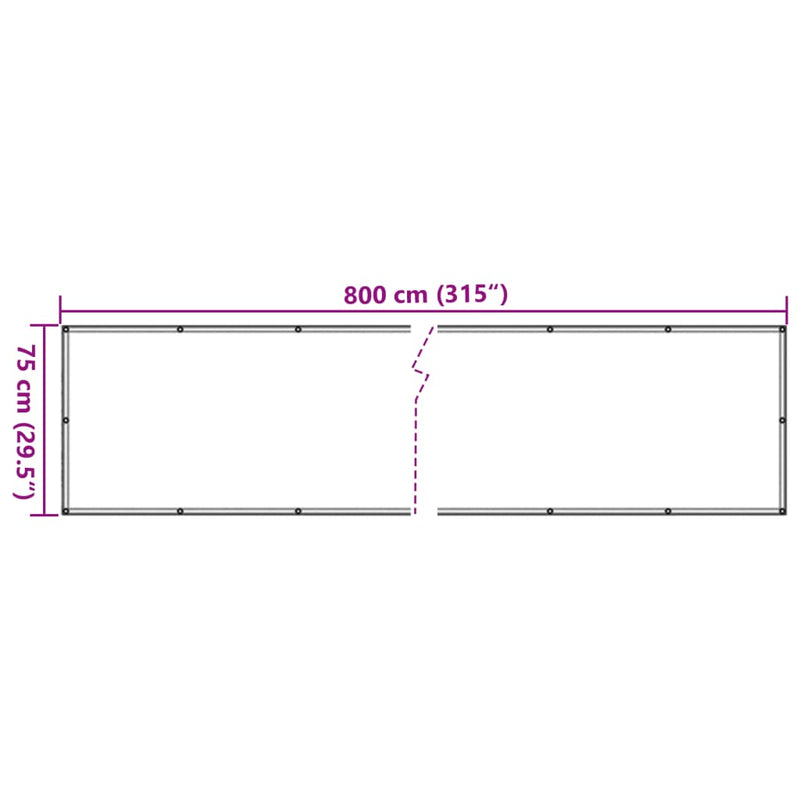 vidaXL fehér PVC belátás elleni erkélyparaván 800x75 cm