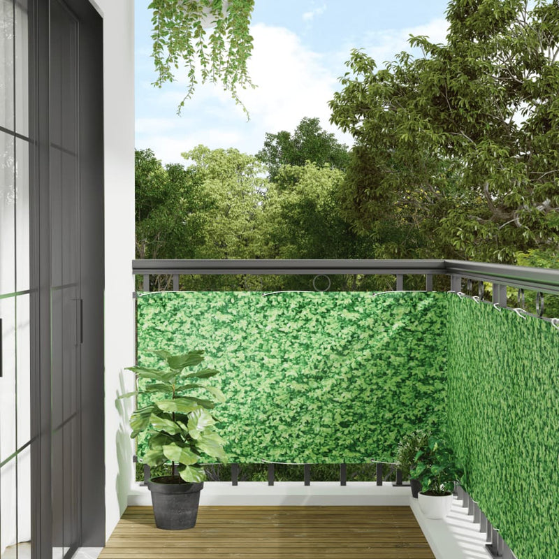 vidaXL zöld növénymintás PVC belátás elleni erkélyparaván 600x75 cm