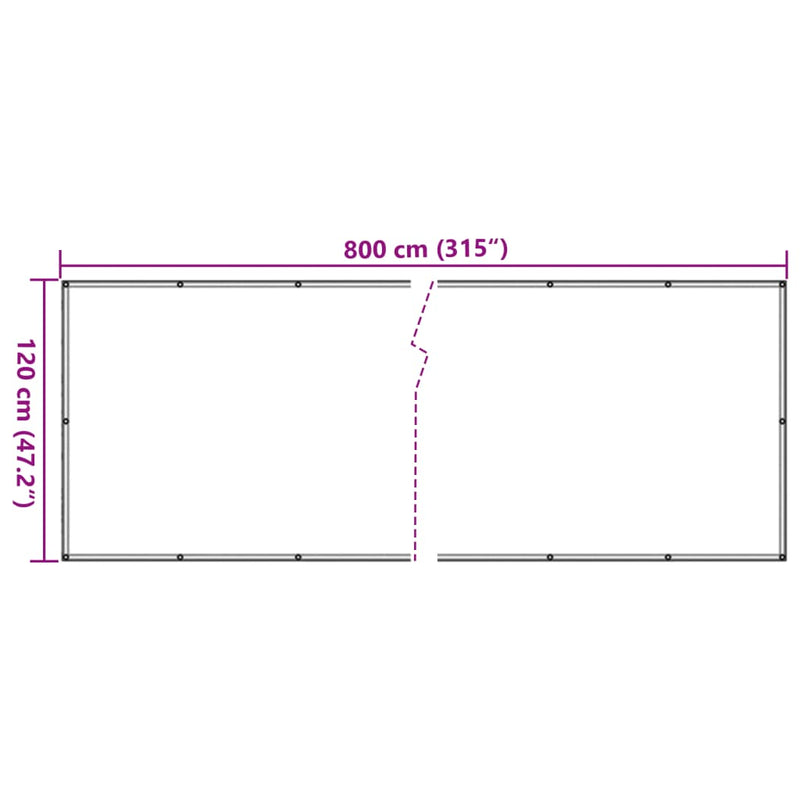 vidaXL krémszínű PVC belátás elleni erkélyparaván 800x120 cm