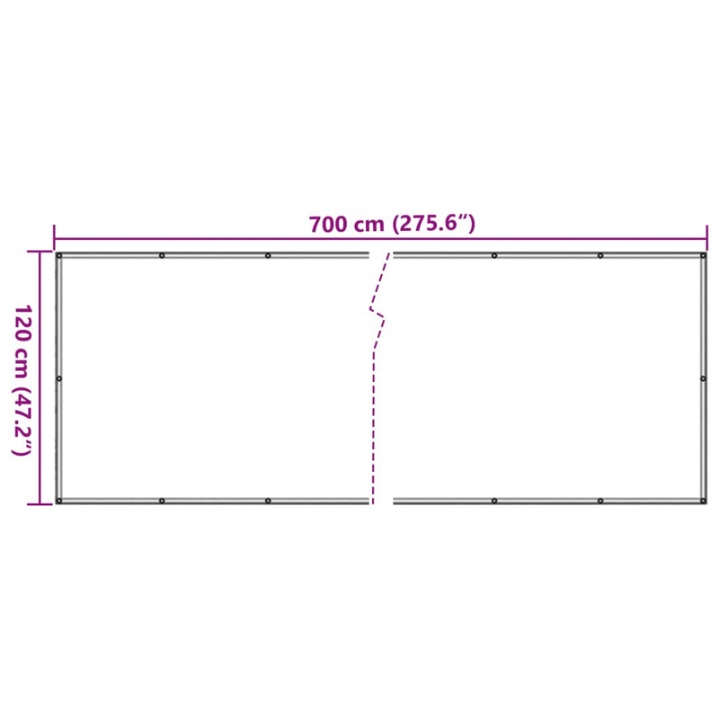 vidaXL fehér PVC belátás elleni erkélyparaván 700x120 cm