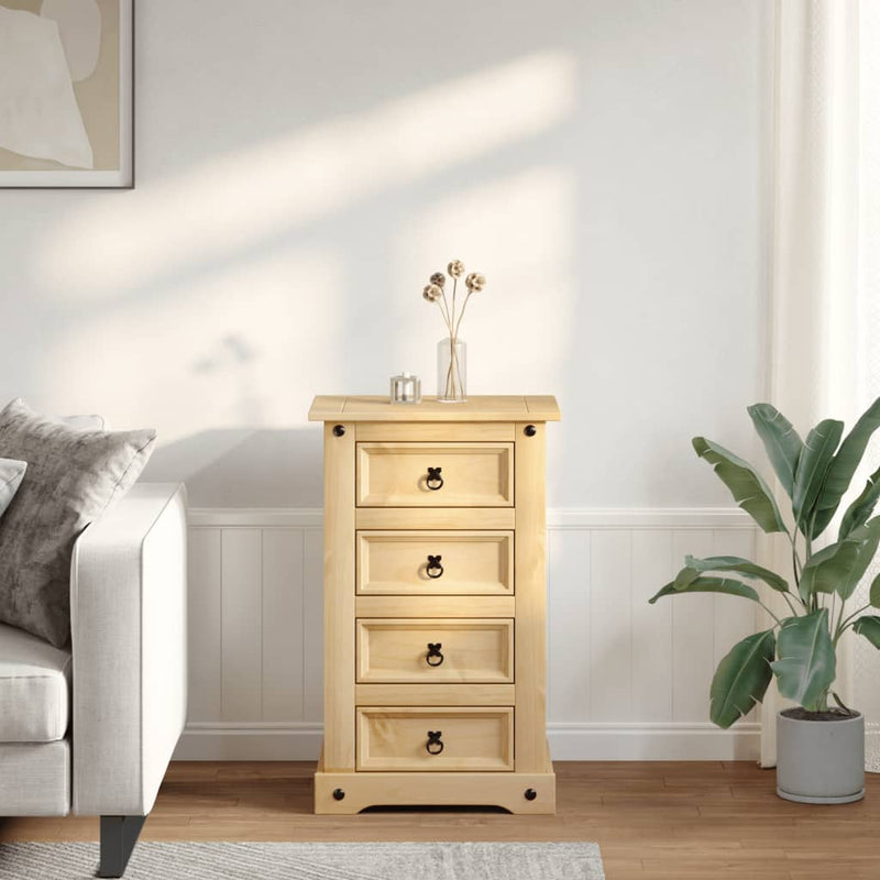vidaXL Corona tömör fenyőfa éjjeliszekrény 53x39x84cm
