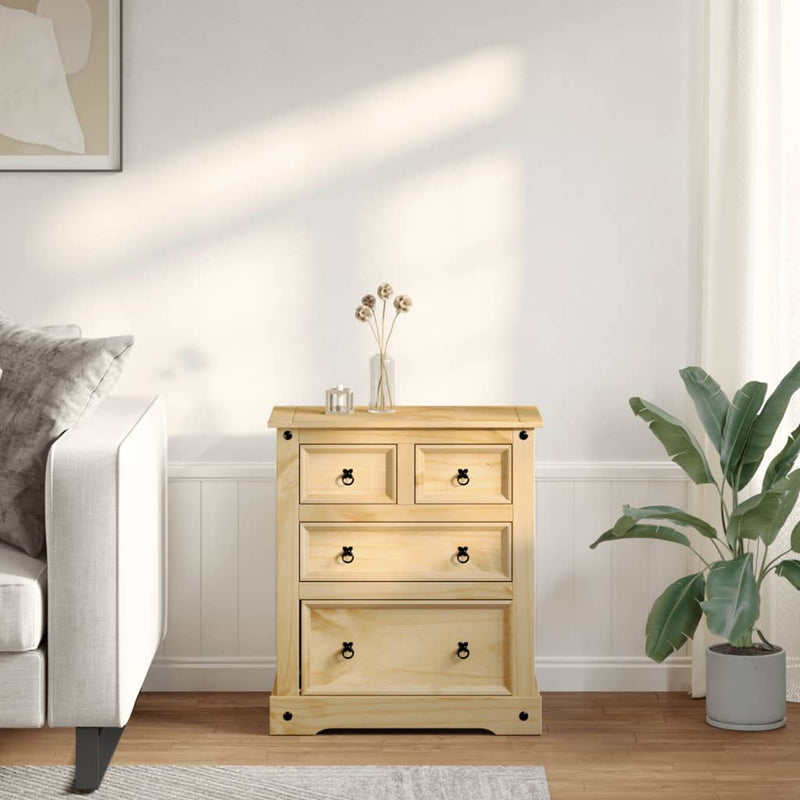 vidaXL Corona tömör fenyőfa komód 80x43x91 cm