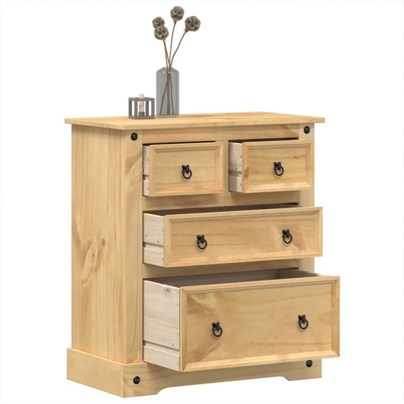 vidaXL Corona tömör fenyőfa komód 80x43x91 cm