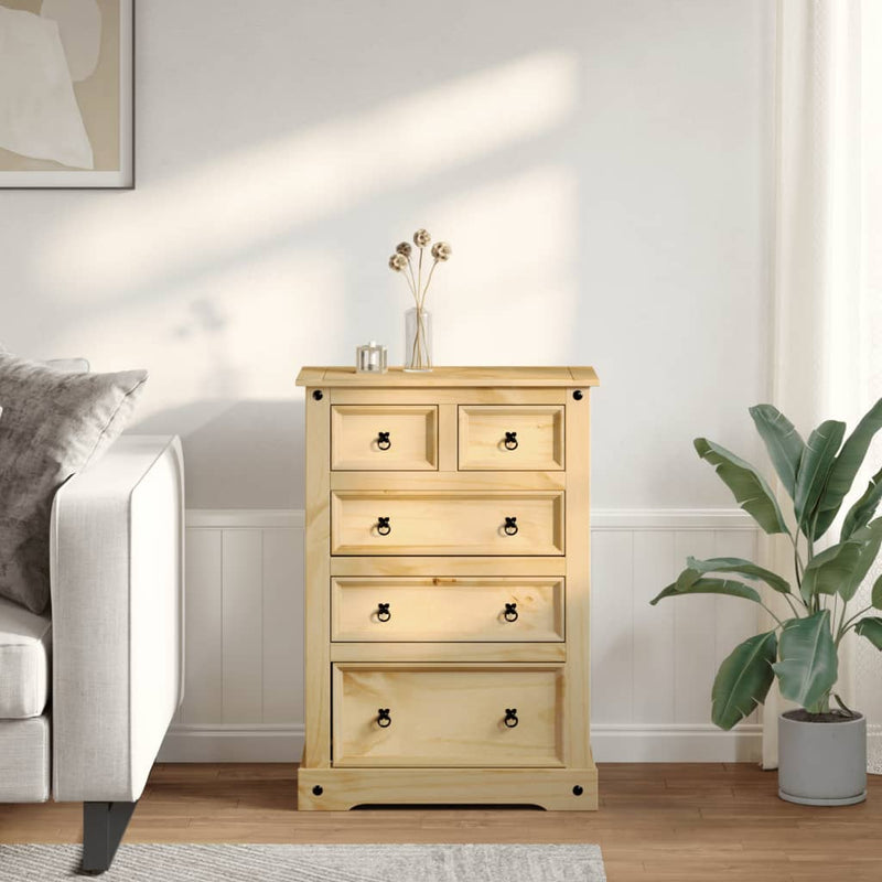 vidaXL Corona tömör fenyőfa komód 80 x 43 x 114 cm