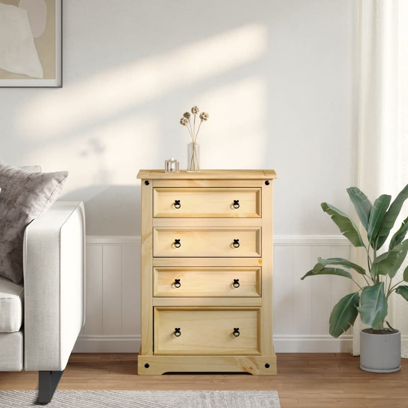 vidaXL Corona tömör fenyőfa komód 80 x 43 x 114 cm