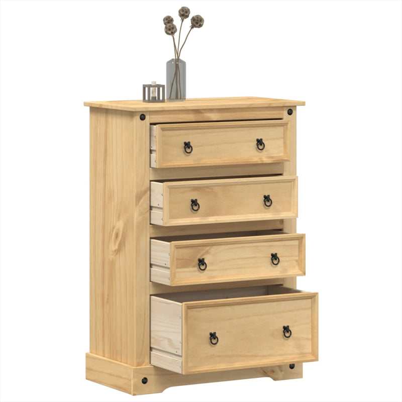 vidaXL Corona tömör fenyőfa komód 80 x 43 x 114 cm