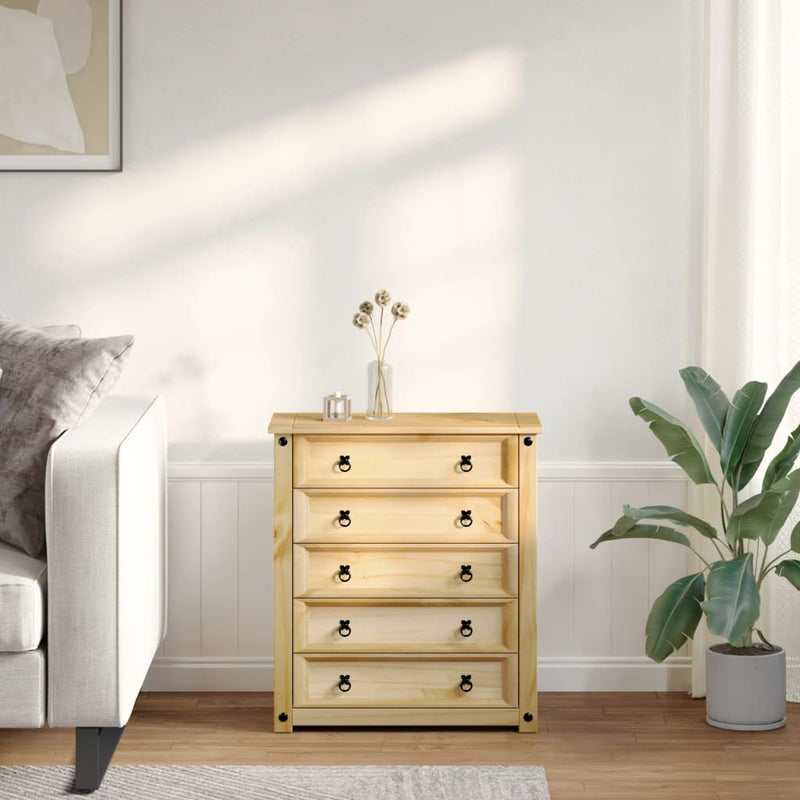 vidaXL Corona tömör fenyőfa komód 80x40x89 cm