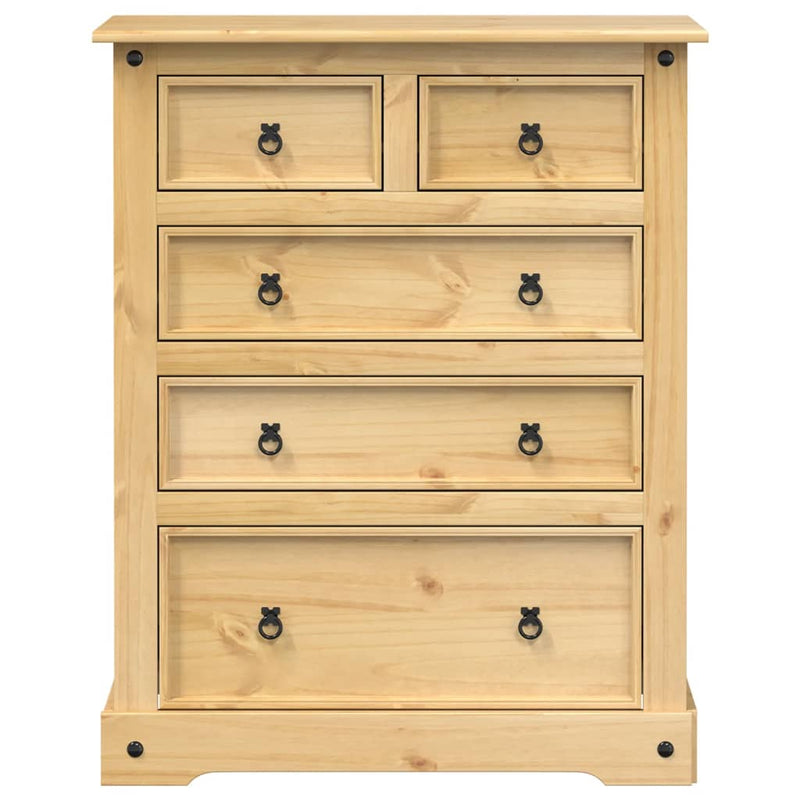 vidaXL Corona tömör fenyőfa komód 92x48x114 cm