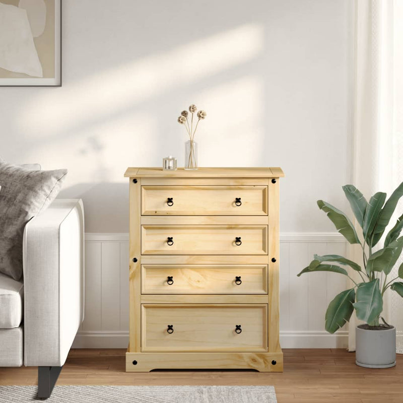 vidaXL Corona tömör fenyőfa komód 92x48x120 cm