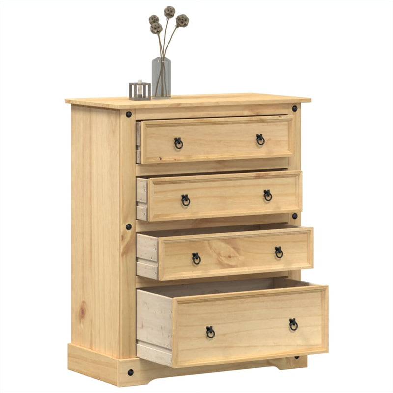 vidaXL Corona tömör fenyőfa komód 92x48x120 cm