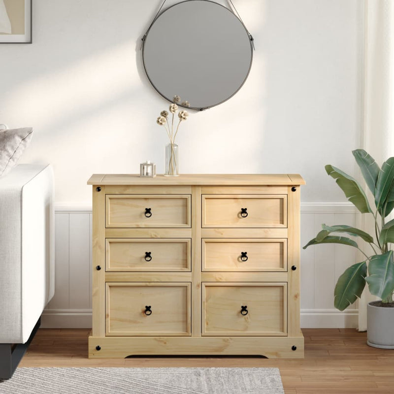 vidaXL Corona tömör fenyőfa komód 110x43x91 cm