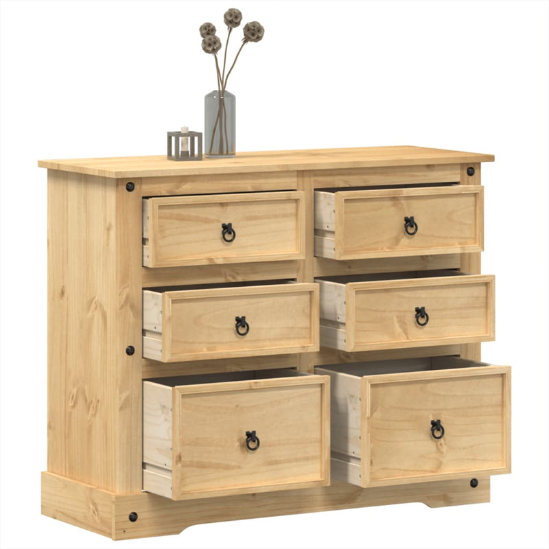 vidaXL Corona tömör fenyőfa komód 110x43x91 cm