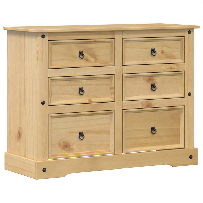 vidaXL Corona tömör fenyőfa komód 112x48x91 cm
