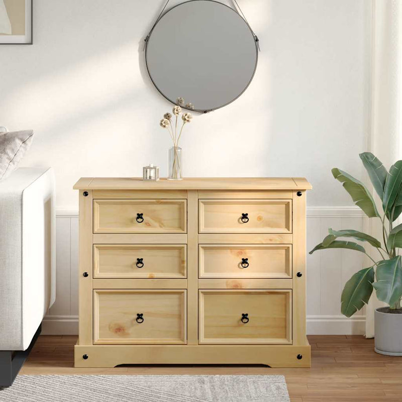 vidaXL Corona tömör fenyőfa komód 112x48x91 cm