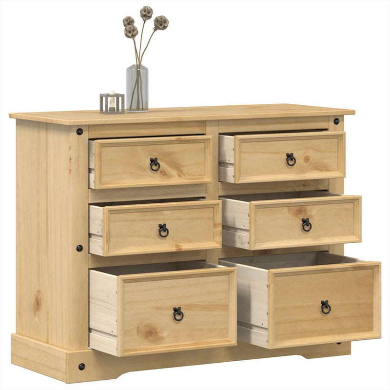 vidaXL Corona tömör fenyőfa komód 112x48x91 cm