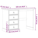 vidaXL Corona tömör fenyőfa fésülködőasztal 104 x 47 x 75 cm