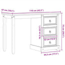 vidaXL Corona tömör fenyőfa fésülködőasztal 110x47x75 cm