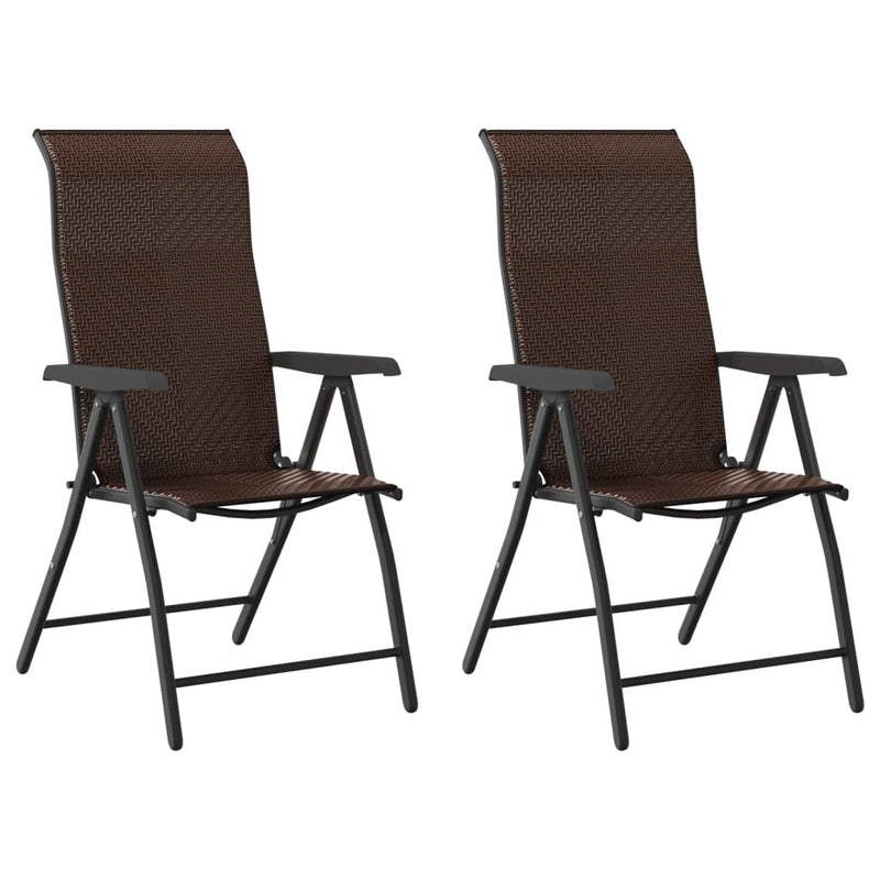 vidaXL 2 db barna polyrattan összecsukható kerti szék