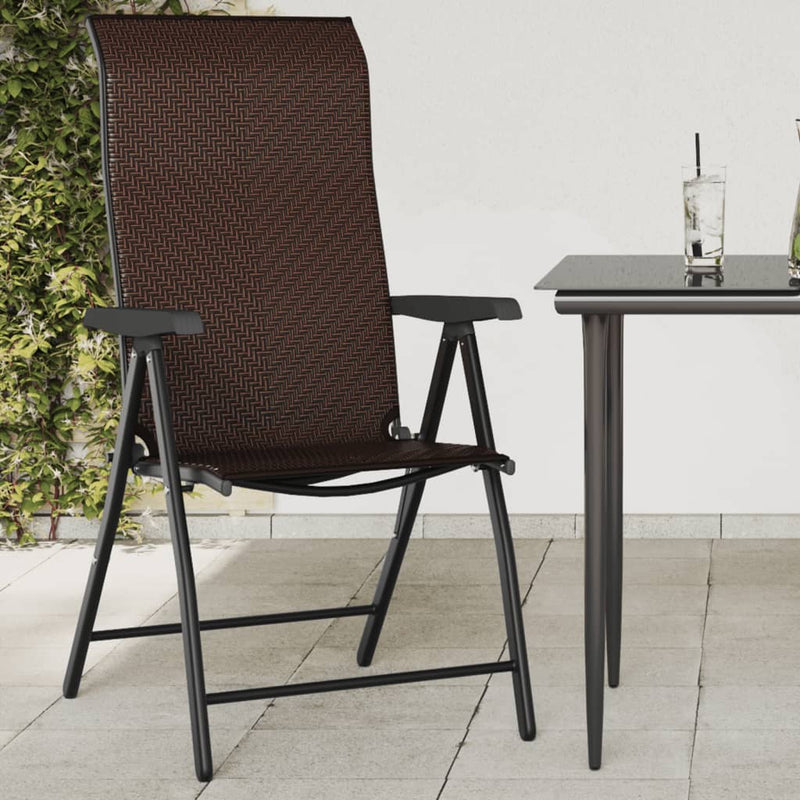 vidaXL 2 db barna polyrattan összecsukható kerti szék